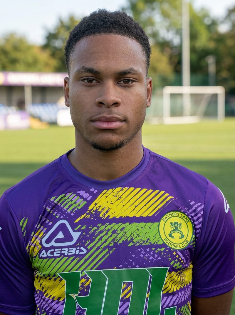 Micah Haley in the purple Acerbis goalkeeper shirt
